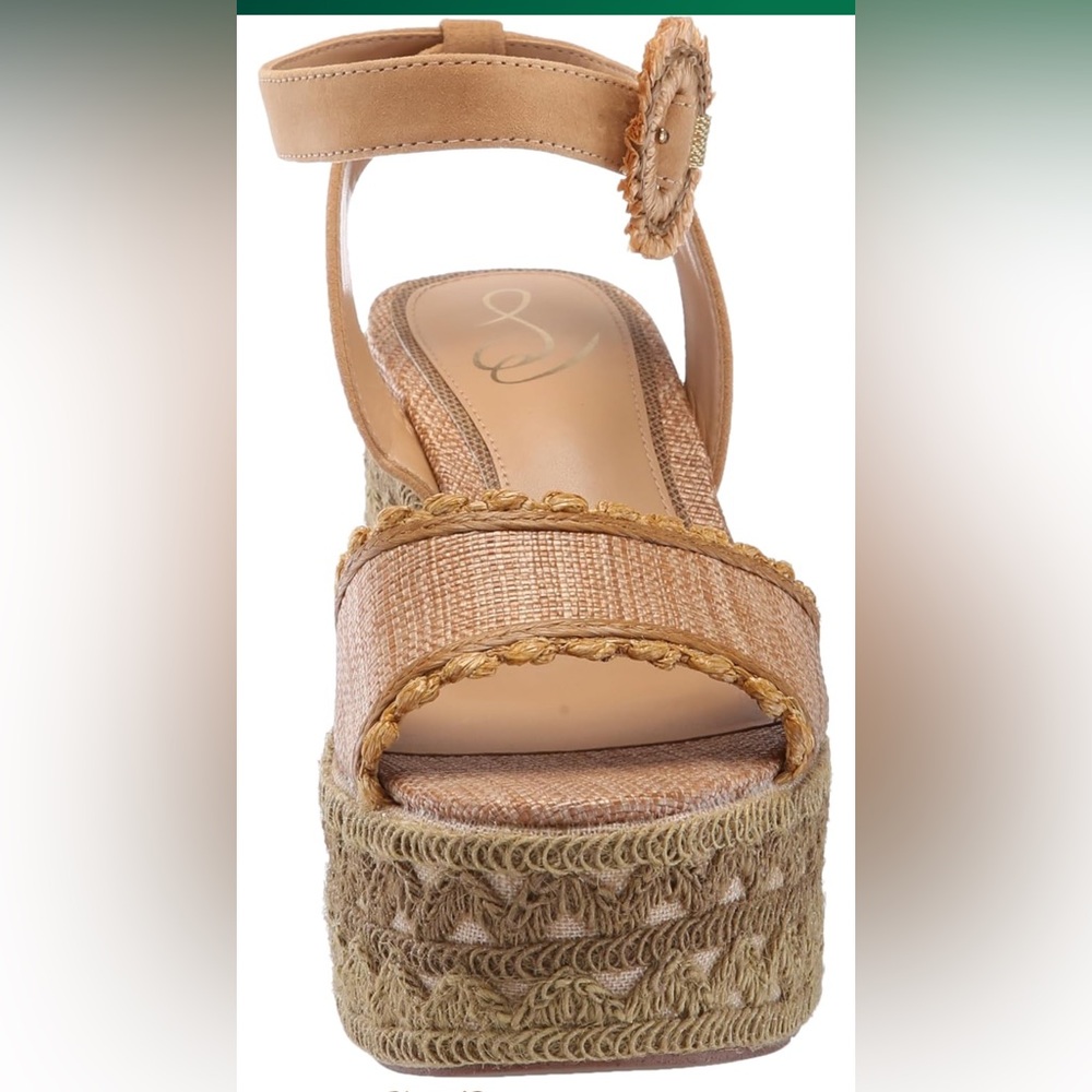 NWTIB ⢠Sam Edelman ⢠Women's Amber Wedge Sandal ⢠Tan/Raffia/Suede ⢠10.5M - Picture 7 of 10